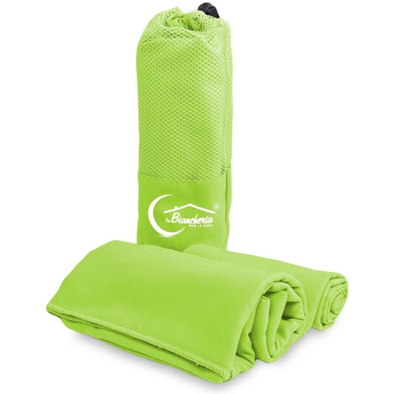 ENSEMBLE DE SERVIETTES EN MICROFIBRE VERT ACIDE 1+1 Visage et Invité