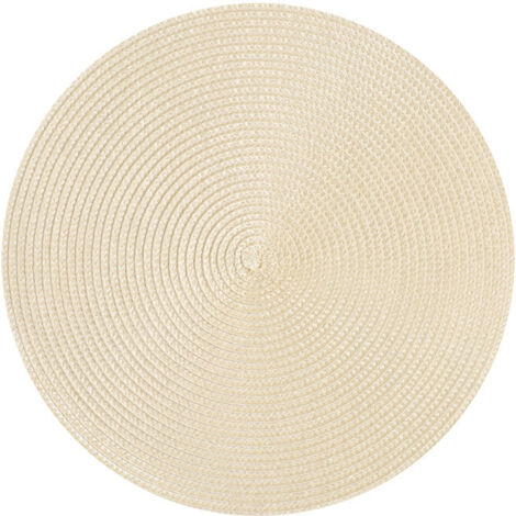 Ensemble de sets de table ronds tissés, 8 pièces, adaptés aux tables à manger, tissés, lavables, sets de table antidérapants, 15 pouces (beige, 8 pièces).