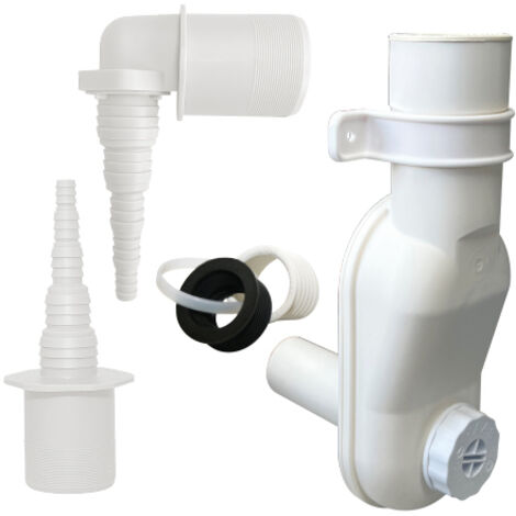 Ensemble de siphons pour lave-linge "Schmalhans" OHA avec ouverture de nettoyage et pince de fixation, DN 32/40/50