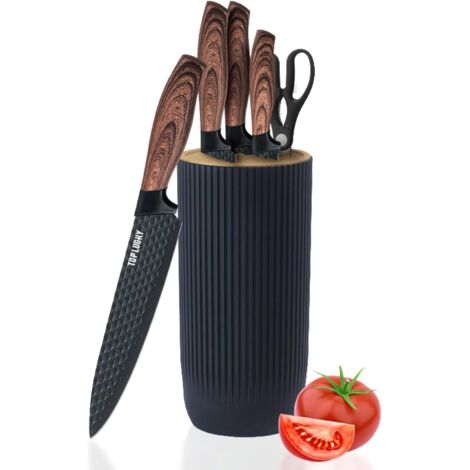 Ensemble de six couteaux - Porte-couteaux de cuisine en acier inoxydable antiadhésif kaki - Ensemble de couteaux de cuisine universel convenant à un usage domestique.