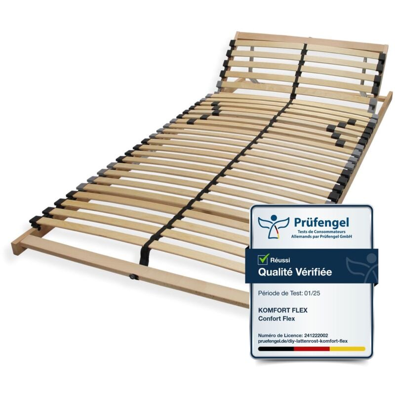 Sleepneo - Sommier à lattes 90x190 avec tête réglable- 7 zones, 28 lattes Sommier à lattes 90x190, charge env. 150Kg