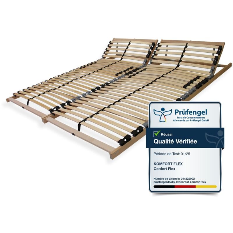 Sleepneo - Sommier à lattes 180x190 avec tête réglable- 7 zones, 28 lattes Sommier à lattes 180x190, charge env. 150Kg