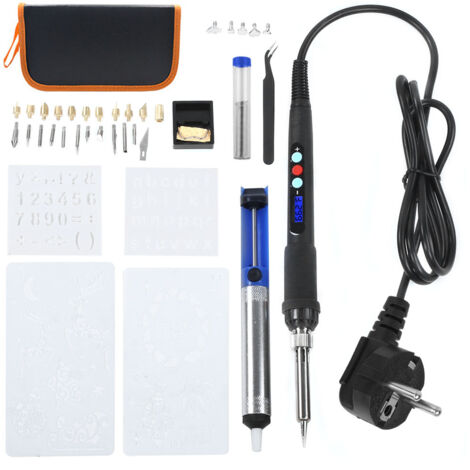 Ensemble de Soudure Électrique 39 Pièces avec Fer à Souder 60W, Température Réglable 200‑500℃, Prise EU pour AC 110‑220V
