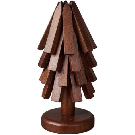 ensemble de sous-verres moulin à vent en bois avec support pour un rangement facile - Adapté pour une chaudière, poêle, bol, théière, plateau chauffant - Décoration multifonction (noyer 4 pièces)