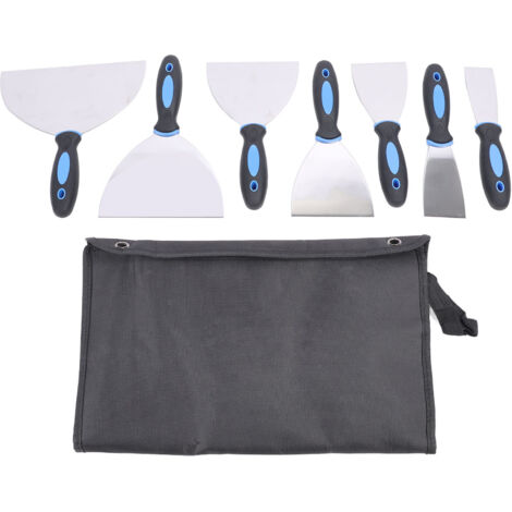 Ensemble de spatules à mastic en acier inoxydable, avec sac de rangement, pour réparer les cloisons sèches, appliquer du plâtre, enlever le papier peint, 7 pièces