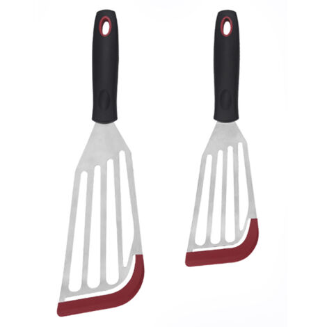 Ensemble de spatules à poisson (paquet de 2 pièces), spatule à poisson en silicone résistant à la chaleur avec rainures latérales, adaptée aux ustensiles de cuisine antiadhésifs et aux ustensiles de c