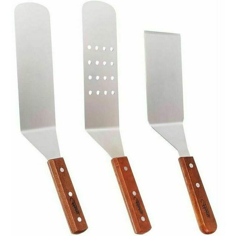 Fei Yu - Ensemble de spatules en acier inoxydable Ustensiles de cuisine et de grillades Spatules lisses et perforées 3pcs