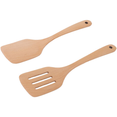 Ensemble de Spatules en Bois de Hêtre avec Pelle Anti-Fuite - Ustensiles de Cuisine Portables