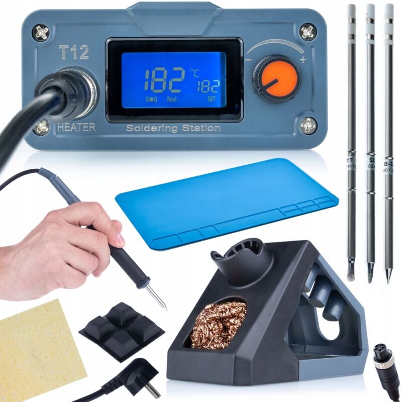 Set stazione di saldatura per punte T12 Rosfix Orange Akbash OLED T12OAO Electric PRO series + punte T12 (T12-D32 e T12-BC4) + tappetino saldante in
