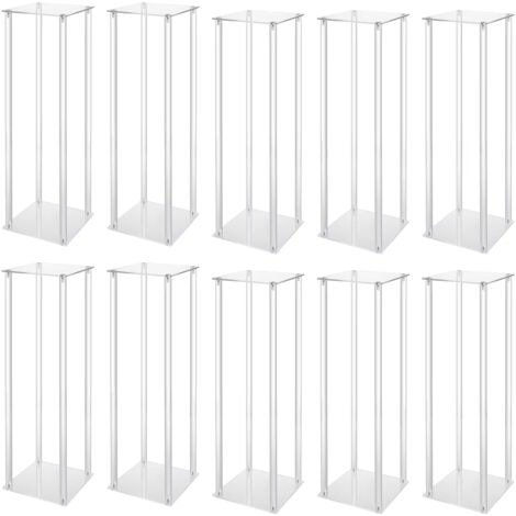 Ensemble de supports de fleurs de mariage, Vase en acrylique, support de colonne transparent de 23.6 pouces de hauteur, présentoir géométrique pour décoration de fête de mariage à domicile, 10 pièces