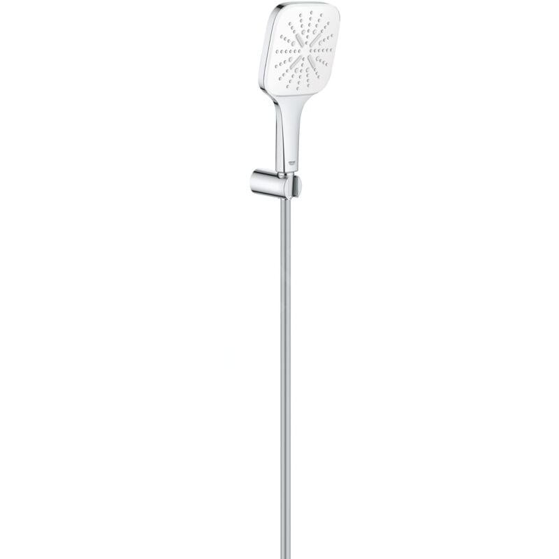 Grohe - Rainshower SmartActive Cube - Set de douche de tête 130 9,5 l/min, 3 jets, support et flexible, blanc lunaire 26589LS0