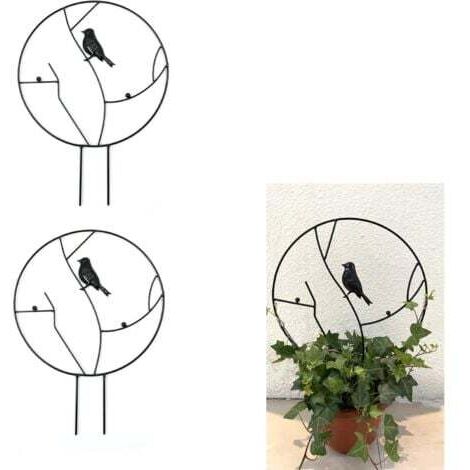 Ensemble de supports pour plantes 2 pièces, style oiseau, support pour plantes à fleurs, cadre d'escalade en fer, adapté aux anneaux de jardin de la maison
