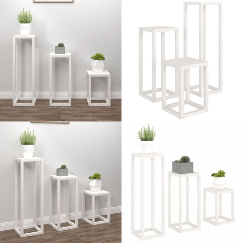 Vidaxl - Ensemble de supports pour plantes 3pcs Blanc Bois de pin massif - Support Plante - Jardinerie - Décoration Intérieure - Jardin - Balcon