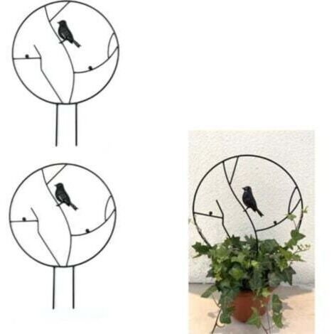 Ensemble de supports pour plantes à fleurs (2 pièces) Oiseau - Cadre d'escalade en fer 30x40 cm