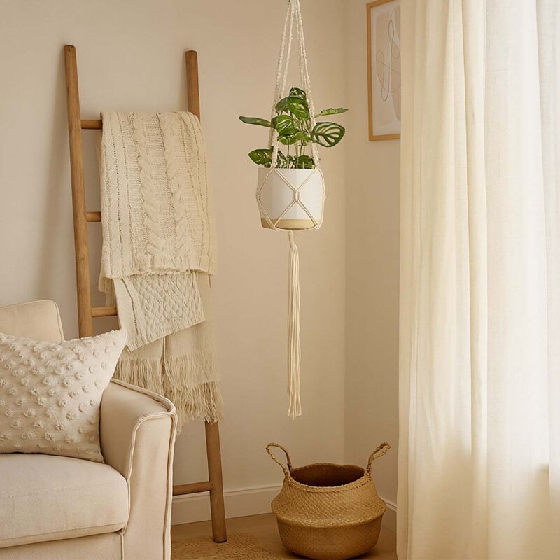 Ensemble de suspensions pour plantes en macrame 7 pieces differentes tailles