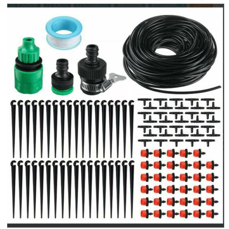 Ensemble de systme d'irrigation goutte goutte rglable de 30 m, goutteur d'irrigation goutte goutte rglable, systme d'arrosage automatique, tuyau