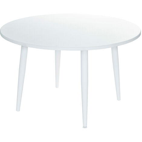Table de jardin en aluminium ronde coloris blanc Capri - 4 places - Jardiline
