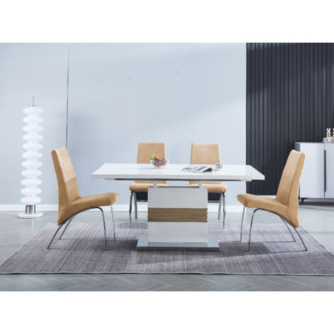 Ensemble de table à manger extensible + lot de 4 chaises coloris beige -PEGANE-