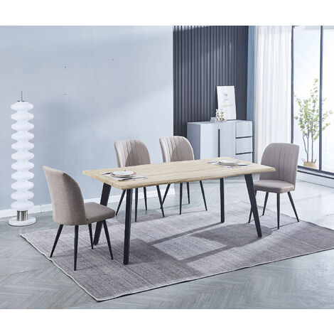Ensemble de table à manger rectangulaire + lot de 4 chaises coloris beige -PEGANE-