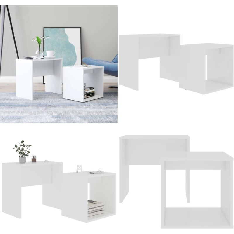 Vidaxl - Ensemble de table basse Blanc 48x30x45 cm Bois d'ingénierie - Table Basse - Ensemble De Tables - Table Gigogne - Meuble Salle Séjour