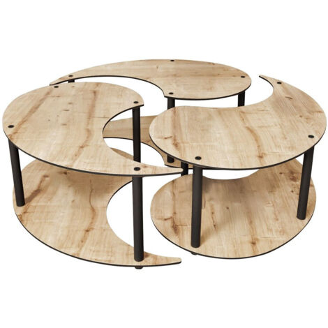 Ensemble de table basse en bois "Yin" 70 x 70 x 38 cm - Chêne