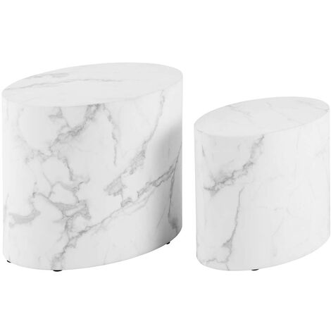 Ensemble de table basse en marbre blanc souris