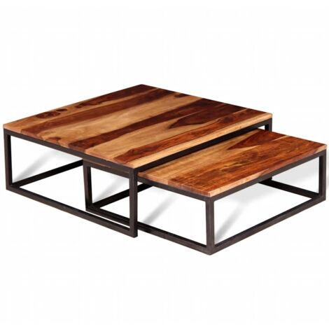 Ensemble de table basse gigogne 2 pcs  Table de salon  Table de café Bois massif