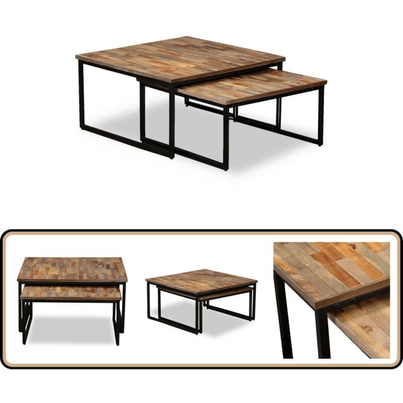 Vidaxl - Ensemble de table basse gigogne 2 pcs Teck massif récupération - Tables Basses - Meubles Industriels - Set De Tables - Teck Recyclé - Design