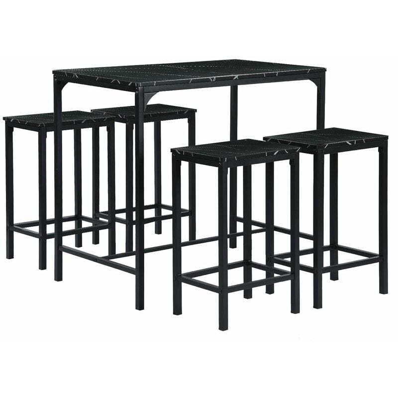 Ensemble de Table de Bar avec 1 Table et 4 Chaises-style industriel