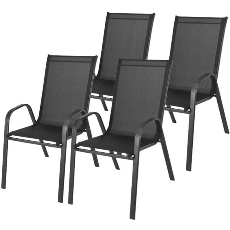 Viking Choice - Ensemble de table de jardin et chaises noir - 4 pièces