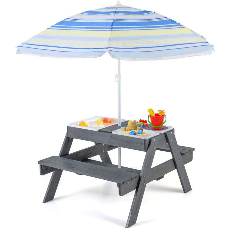 Ensemble de table de pique nique 4 en 1 pour enfants avec 3 conteneurs amovibles pour table de jeu de sableeau