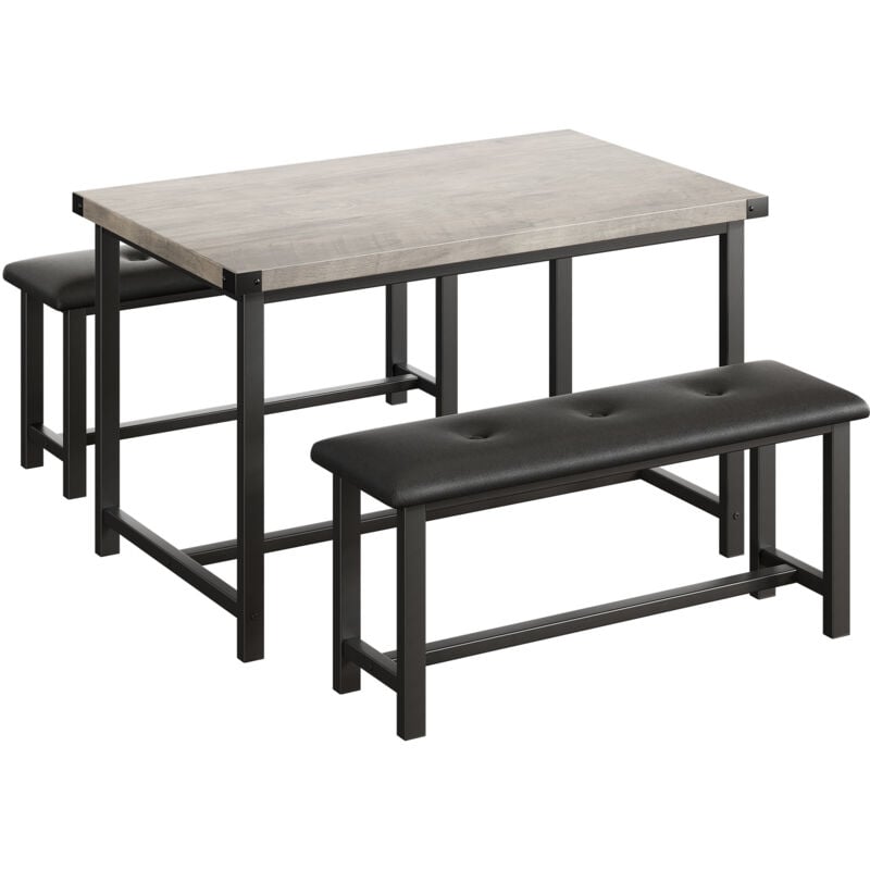 Hoerfuriy - Ensemble de table de salle à manger pour 4 personnes, table de cuisine avec bancs, table de salle à manger rectangulaire avec 2 bancs
