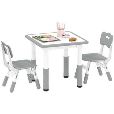 Ensemble de table et 2 chaises pour enfants à hauteur réglable pour enfants de 18 mois à 5 ans faciles à nettoyer