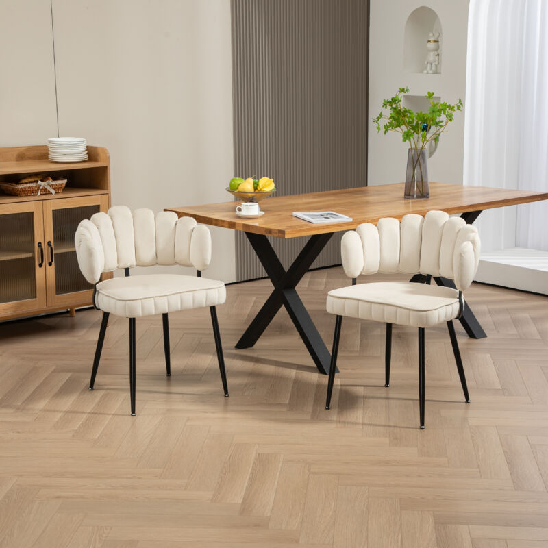 Okwish - Lot de 2 chaises de salle à manger, chaise rembourrée avec accoudoirs, pour chambre, salle de maquillage et salon, en velours doux,58x56x78