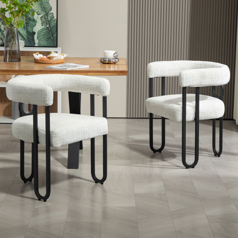 Ensemble de table et chaises de salle à manger de 2, ensemble de chaises de salle à manger en velours avec dossier rond, chaises de cuisine