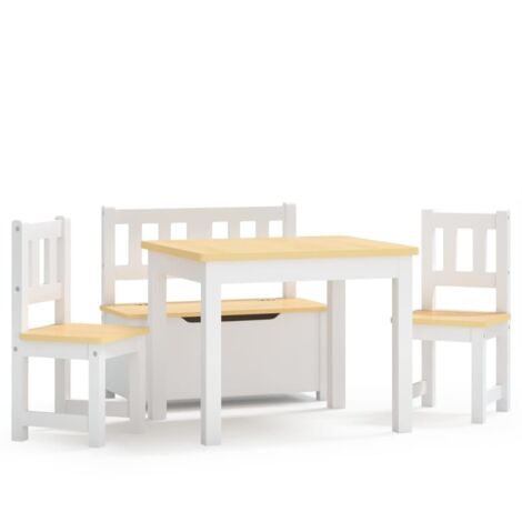 Ensemble de table et chaises enfants 4 pcs Blanc et beige MDF CFW124047