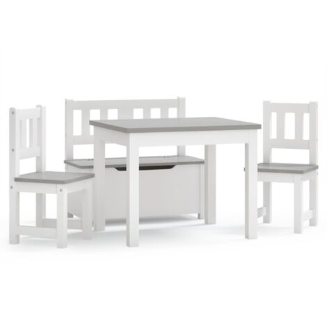 Ensemble de table et chaises enfants 4 pcs Blanc et gris MDF CFW883487