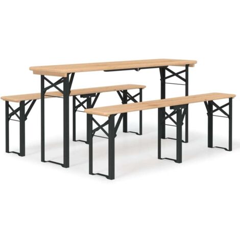 Ensemble de tables à bière pliantes 3 pcs bois massif de sapin CFW472626