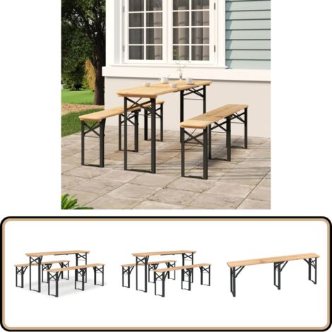 Ensemble de tables à bière pliantes 3 pcs bois massif de sapin - Table À Bière Pliable - Salon De Jardin - Mobilier De Jardin - Set De Table - Meubles De Terrasse