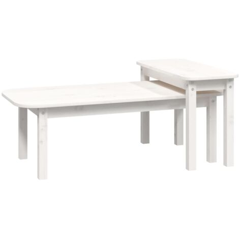 Ensemble de tables basses 2 pcs Blanc Bois massif de pin