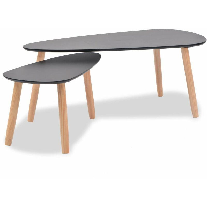 Ensemble de tables basses 2 pcs Bois de pin massif Noir 100 x 50 x 40 cm (L x I x H) - Noir marron