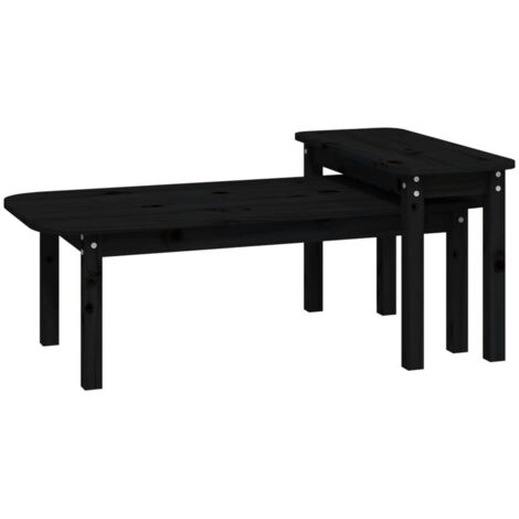 Ensemble de tables basses 2 pcs Noir Bois massif de pin