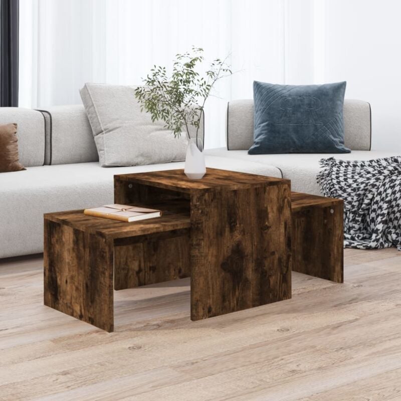 Vidaxl - Ensemble table basse Chêne fumé 100x48x40 cm Bois d'ingénierie