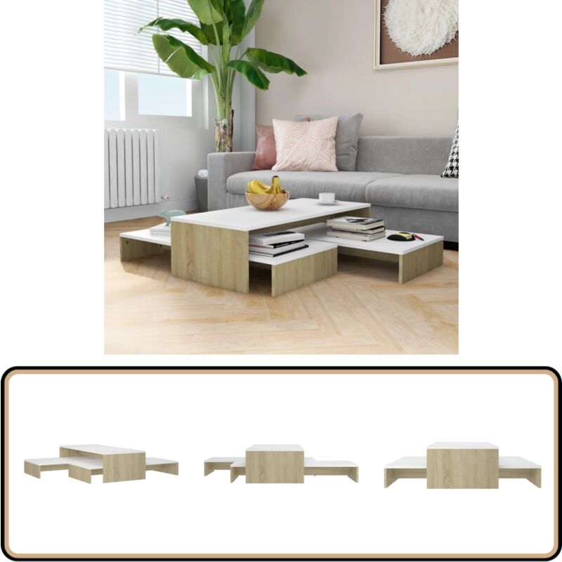 Vidaxl - Ensemble de tables basses gigognes Blanc chêne 100x100x26,5 cm - Table Basse - Ensemble De Tables - Meubles De Salon - Table D'appoint