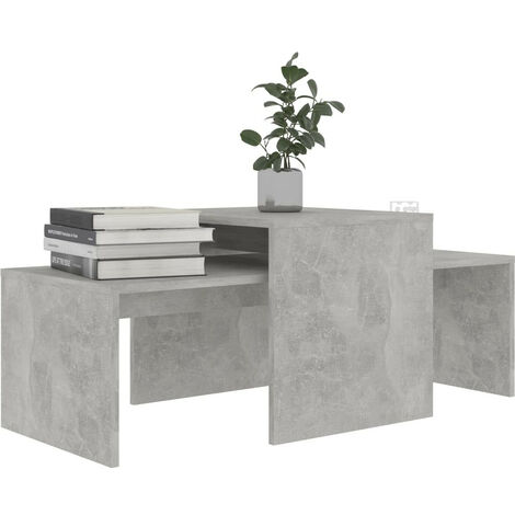 Ensemble de tables basses Gris béton 100x48x40