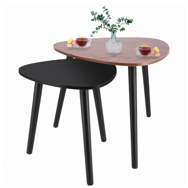 Ensemble de tables basses marron et noires