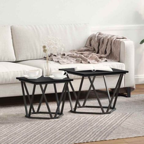 Ensemble de tables d'appoint 2 pcs-Table basse-Table Salon Chêne noir 50 x 50 x 40 cm 366639