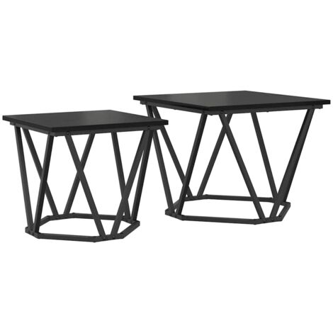 Ensemble de tables d'appoint 2 pcs，Table basse，Table de Salon Chêne noir 50 x 50 x 40 cm CFW34465