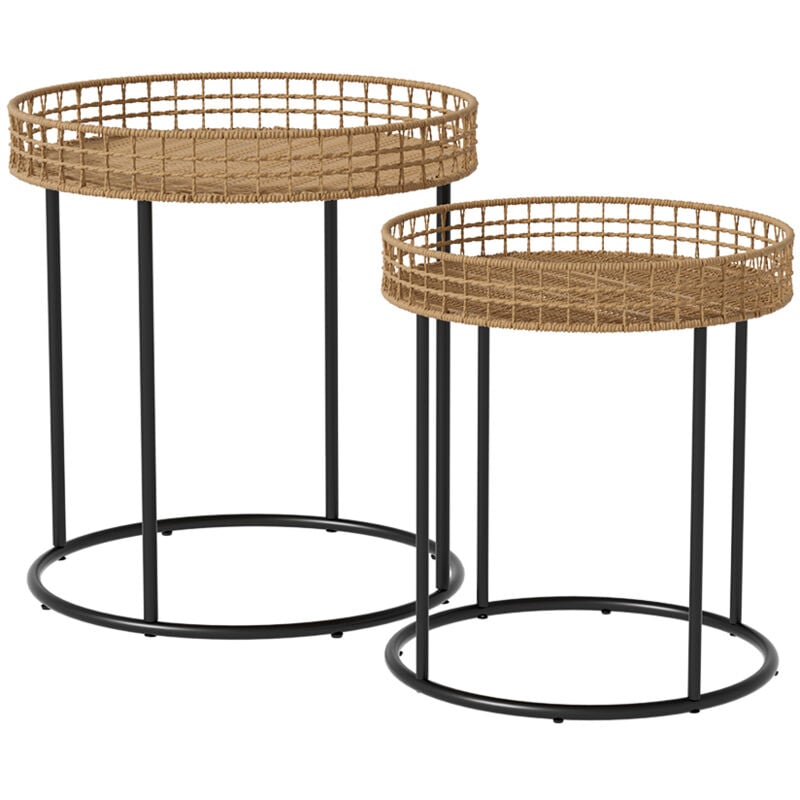 Vicco - Set de tables basses Brunswick, Bois, 44x47,5cm avec support