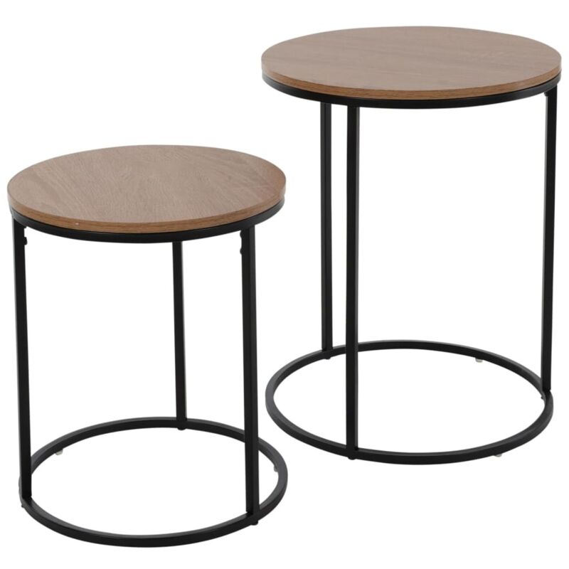 H&s Collection - Ensemble de tables d'appoint dessus en bois 2 pcs